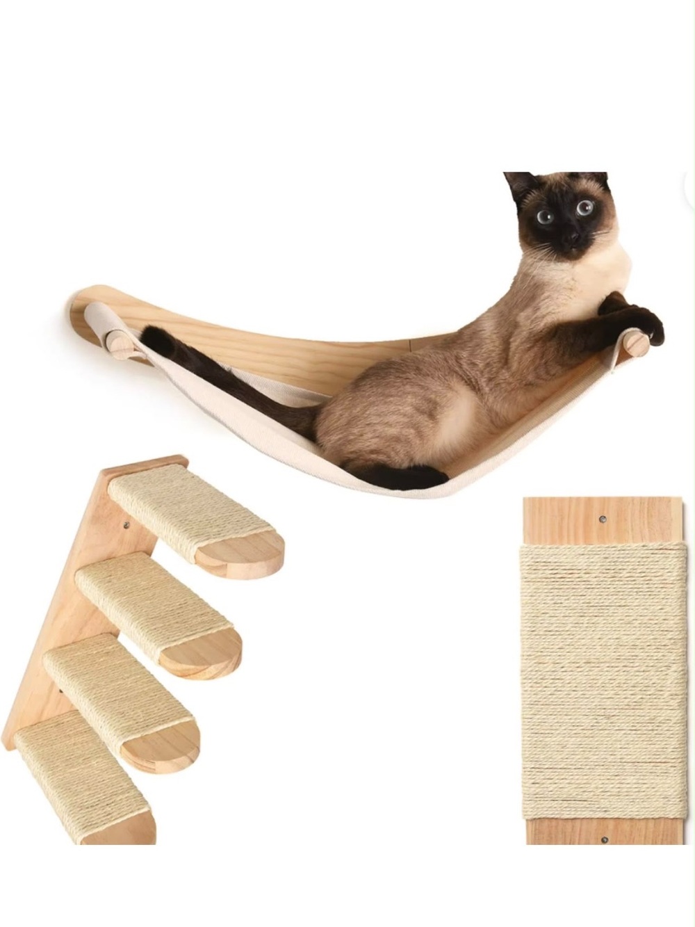 Chasing Tails Cat Wall Shelves Set with Scratch Board & Hammock